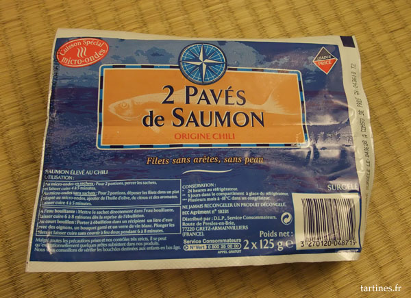 2 pavés de saumon surgelés